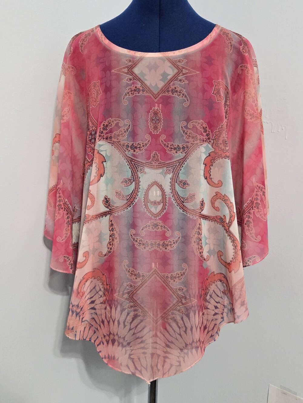 Pink Paisley Chiffon Fairy Poncho Size S